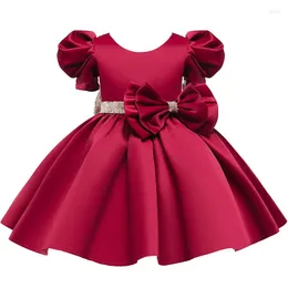 Abiti da ragazza Flower Girls Wedding Party Princess Abito vintage Tulle Baby Kids Back con scollo a V Vestidos Compleanno Abbigliamento per bambini per 1-10 anni