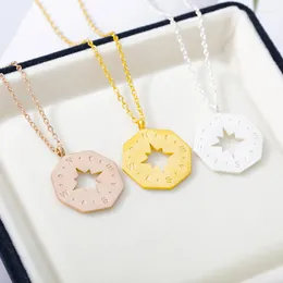 Pendant Necklaces GORGEOUS TALE Fashion Octagonal Compass For Women Stainless Steel Chain Choker Jewelry Charm Party Gifts
