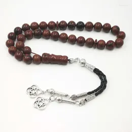 Strand Natural Red Obsidian Tasbih Man's Rosary Rare Stone 33 Muslim Misbaha Matel Pendant Islam Prayer Beads Eid Gift