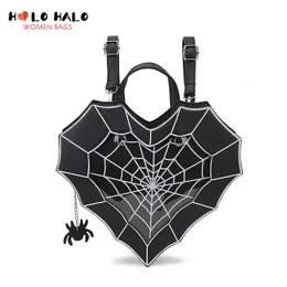 Schultaschen Gothic Spiderweb Heart Shaped Ita Rucksäcke für Dark Lolita Holloween Pin Display Klares Fenster Handtasche und Umhängetasche Geschenke 230310