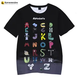 Magliette maschili di moda estate per bambini alfabeto tradizione harajuku camicia da ragazzi camicia da ragazza carenti di cartone animato per bambini 230310