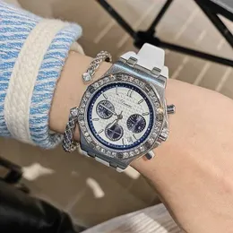 Timini-Uhr, großes Zifferblatt, drei Augen, 6-poliges Diamantband mit eingelegtem Band, modische, hochwertige, netzrote Damenuhr