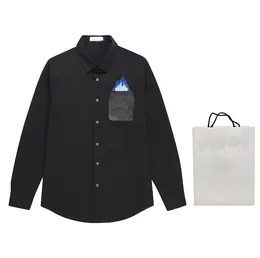 Männer Designer T-Shirt Herren Freizeithemden Paris Colpus Tasche Jacquard Buchstaben Langarm Baumwolle Damen Weiß Schwarz M-2XL
