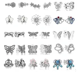 925 Pfund Silber Neuer Mode Charme für Pandora 2023 Fan Ohrringe Shiny Daisy Serie Bow Fashion Ohrringe