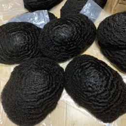 8mm Men Weave Unit Indian Virgin Human Hair Pieces 4mm 6mm 10mm 12mm Wave Afro Full Lace Toupee for African Americans Express269g