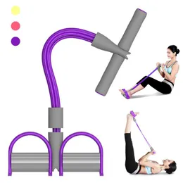 Bandas de resistência 4 tubos Tubos multifuncionais exercitador de perna puxar Equipamento de treinamento de corda Banda de pedal de acessórios para musculação