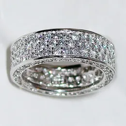 Bling Full Lab Diamond Finger Ring 925 Серебряные серебряные обручальные кольца для женщин для женщин обещают обручать подарки ювелирных изделий