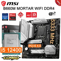 MSI MAG B660M MORTAR WIFI DDR4 Motherboard Intel Core i5 12400 CPU Kit LGA 1700 PCI-E 4.0 M.2 D4 128GB 5333MHz Mainboard New