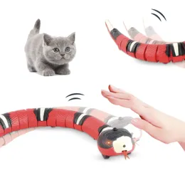 Cat Toys Smart Sensing Interactive Automatic Eletronic Snake Teaser Indoor Play Kitten Toy USB Laddningsbar för S 230309