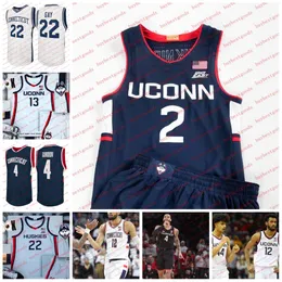 Özel dikişli NCAA UConn Huskies Basketbol Forması 33 Apostolos Roumoglou Jersey 40 Andre Johnson Jr.41 Emmett Hendry Jersey