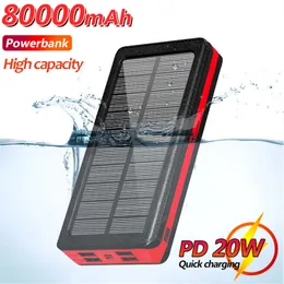 30000mAh Solar Powerbank Portatile di grande capacità Ricarica rapida per Xiaomi Iphone Samsung Huawei Batteria esterna LED Light 4USB