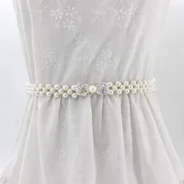 Wedding Sashes elegant pearl belt waist women elastic chain belts dress strap female crystal gift womens belt flower buckle waistband