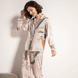 Damen-Nachtwäsche, Sternenhimmel und Blumenmuster, Damen-Pyjama-Set, Komfort, Viskose, volle Ärmel, Homewear, Damen, zarte Freizeitkleidung für den Frühling, 230310