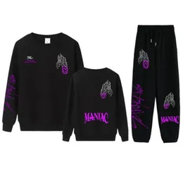 Pontas de duas peças de duas peças Stray Kids Maniac World Tour Casual Tracksuit Women Duas peças Conjunto de moletons com capuzes de pulôver feminino