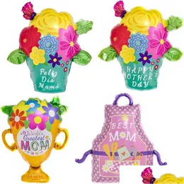 풍선 New Mothers Day Festivals 풍선 Feliz Dia Mama Apron Trophy Flower 모든 종류의 장식 드롭 배달 장난감 선물 참상 Dhodh