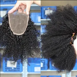 Capelli ricci afro crespi 3 pacchi con chiusura afro crespi medio 3 parte doppia trama estensioni dei capelli umani capelli umani tingibili We269e