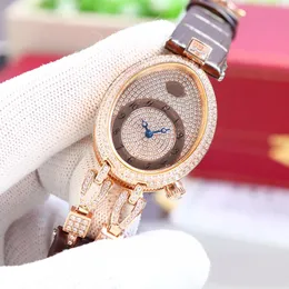 Crocodile Leather Strap Lady Watch Moissanite Diamonds Women Watches Lady Models Wristwatch Candy Pink Gold Brown Band Woman Wristwatches Montre De Luxe Watchs