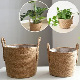 Cesti portaoggetti Cesto portaoggetti in rattan Vaso da fiori Cesto di vimini intrecciato a mano Scatola portaoggetti per articoli vari Decorazione del giardino domestico Forniture Strumento per la conservazione della casa 230310