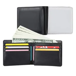 Värmeöverföring Mäns vikbar plånbok Party Favor Retro Pu Leather Card Bag Sublimation Blank Case Faders Day Gift