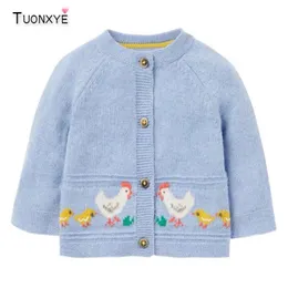 Cardigan Tuonxye Toddlers Green Flowers Rabbit Baby Knitted Cardigans Girls Winter Clothing Children's Seaters 27歳230310