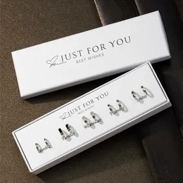 Earings Personalized sweet silver half-circle LOVE letter earrings, one week gift box, 5 pairs of simple women's ear accessories