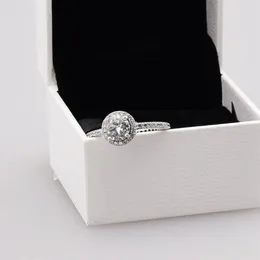 REAL 925 Sterling Silver CZ Diamond خاتم الماس مع مجموعة مربع أصلية تناسب باندورا على طراز الزفاف مجوهرات الخطبة للنساء GIR327I