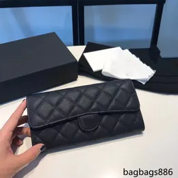 High-End Fashion Bag Women Designers High Quality Leather Wallet Lady Caviar Luxury Ling Two Folding High Copacity Handbags Walle216b