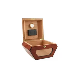 Humidor per sigari dal design esagonale in cedro e palissandro - Capacità di 50 sigari con igrometro e umidificatore