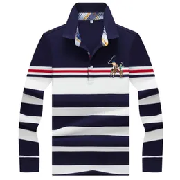 Herren T-Shirts Herbst Winter Poloshirt Hochwertige Marke Baumwolle Herren Business Casual gestreift Solide Herrenbekleidung 230309