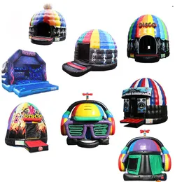 4MPVC Party Theme Rainbow Colorful Rooddable Disco Dancing Music Dome Bouncy Castle Hopping Bouncer