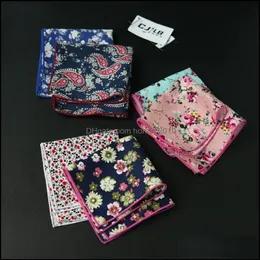 Textiel Home Garden10pcs Lot 27colors Selecteerbaar Koreaanse modeontwerper Hoogwaardige heren Pocket Square zakdoek Print FL226M