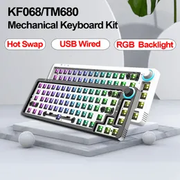 KF068/TM680ホットスワップメカニカルキーボードキットUSB WIRED RGB 3/5ピンスイッチチェリーゲートロンカイルカイルダイヤルノブキーボード