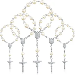 Charm Bracelets 30Pcs Baptism Rosary Beads Finger Baptism Rosaries Faux Pearls For Baptism Favors Christening Favors Communion Favors 230310