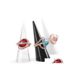 Uchwyt przychylny 10pcs/partie moda mini akryl biżuterii Pierścień Pierścień Pierścień Trójkąt stożkowy stożka półka z kroplą dostaw