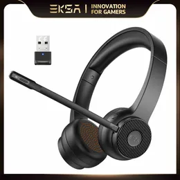 - H16 Bluetooth 5.2 سماعات الرأس PC Wireless Headphones AI Enc MIC 35H Talk مع USB Dongle لمكتب/مركز الاتصال