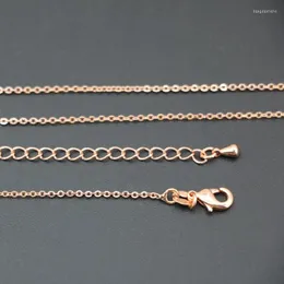 Chains Copper Stainless Steel Chain Necklace For Women 1mm Rose Gold-Color Link Round Chokers Gifts Jewelry 20inch B3380
