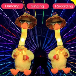 Dekorativa föremål Figurer Härlig Dancing Duck Talking Toy USB Laddning Ljudrekord Upprepa Doll Kawaii Kids Education Toys Present Birthday Present 230310
