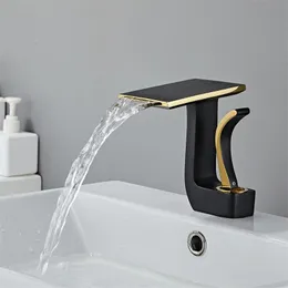 Bathroom Sink Faucets Tuqiu Bathroom Faucet Brass Gold and Black Bathroom Basin Faucet Cold And Water Mixer Sink Tap Deck Mounted White Gold Tap 230311