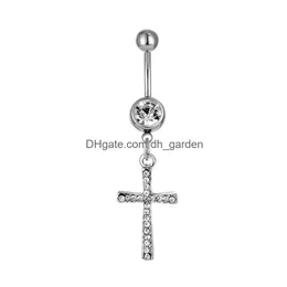 Кнопка пупок Bell Rings D0793F Cross Belly Ring Кольцо чистое цвет сброса драгоценности ювелирные украшения dhgarden dh0fm