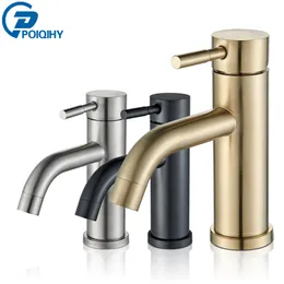 Rubinetti per lavabo da bagno POIQIHY Rubinetto per bagno Rubinetto per lavabo in oro spazzolato Miscelatore per acqua fredda Rubinetto per lavabo Rubinetto monocomando per montaggio su piattaforma Rubinetto in nichel spazzolato 230311