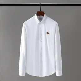 Herrskjorta hög elastisk anti-rynka långärmad design lyxig bomullsvettning topp affärsansvarig skjorta riddare lapel silkeslen skjorta storlek-m-3xl