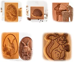Factory Wooden Cookie Molds Baking Mold Cutter Carved Biscuit Embossing Presses Stamps Gingerbread Kitchen DIY RRA