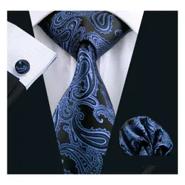 Prabia krawatów cummerbunds mens krawat niebieski pauzly jedwabne hankutowe spinki do mankietów