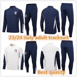 2023 2024 성인 ITalys tracksuit survetement 긴 하프 지퍼 자켓 트레이닝 복 축구 23 24 Italia 남자 축구 tracksuits 세트