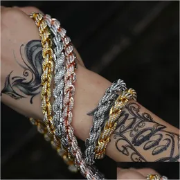 Chains Iced Out Necklaces Mens Hip Hop Jewelry Rose Gold Sier Twist Chain Necklace Drop Delivery Pendants Dhiwb