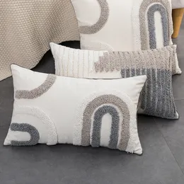 Kudde/dekorativ kudde marockansk boho loop sammet kudde grå beige piller lip hem dekoration dimond tufted för bäddsoffa stol kudde täckning 230311