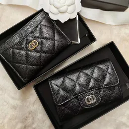 wholesale mans designer Credit card slots Coin Purses lambskin wallets cc logo cardholder caviar with box Womens Card Holders lady mini key pouch gift bag 10 colors