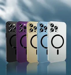 Casos de teléfonos celulares Case de color magnético para iPhone12 13 14 Pro Max Lente Anillo de vidrio Marco de metal de aluminio Magsafe Magsafe Wireless Charging J230310