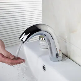 Rubinetti per lavandino del bagno Monite Rubinetto con sensore touch in ottone massiccio cromato lucido con mani automatiche