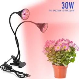 Grow Lights 84LED Lampadine Spettro completo Doppia testa Dimmerabile Lampada da scrivania con clip Lampada da crescita per semi Fiori Piante da interno Growbox Illuminazione